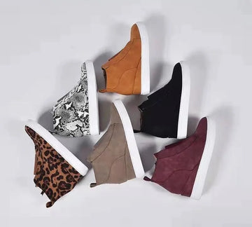 Chic Safari Wedge Boots - Women’s Leopard High Top Platform Shoes